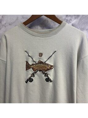 Vintage Outdoor Life Fishing Sweatshirt Mens Large Embroidered Crew Neck